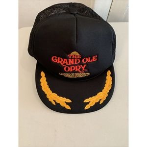 Grand Ole Opry Hat Cap Black Adjustable Snapback Vintage Gold Leaf